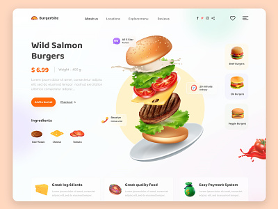 UI UX design or Website template design for food or restaurant