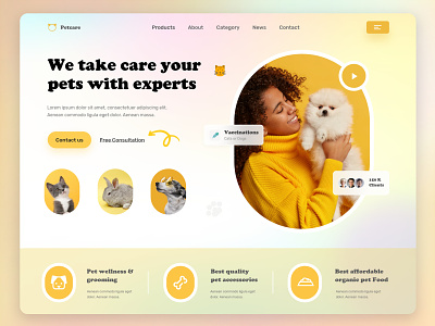 Pet Care or Veterinary Medical Care Website cat creative design dog pet pet care pet care website pet shop rabbit ui ui ux ui design user experience design user interface design ux ux design veterinary medical care website design