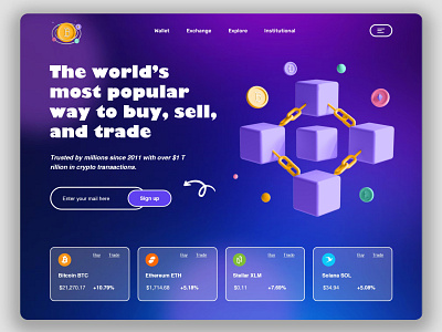 Blockchain or Cryptocurrency landing page bitcoin blockchain creative cryptocurrency design ui ui ux user experience design user interface design ux website design