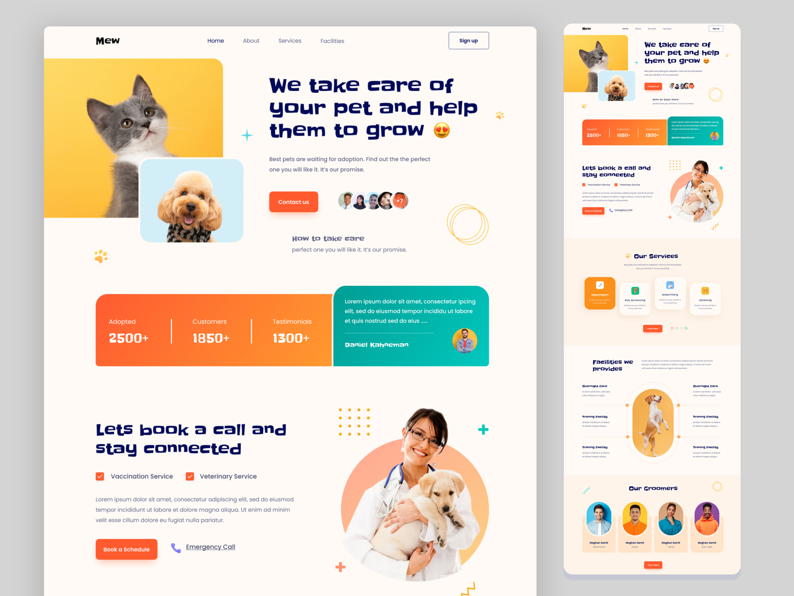 Pet care website template or landing page by XpartUI on Dribbble