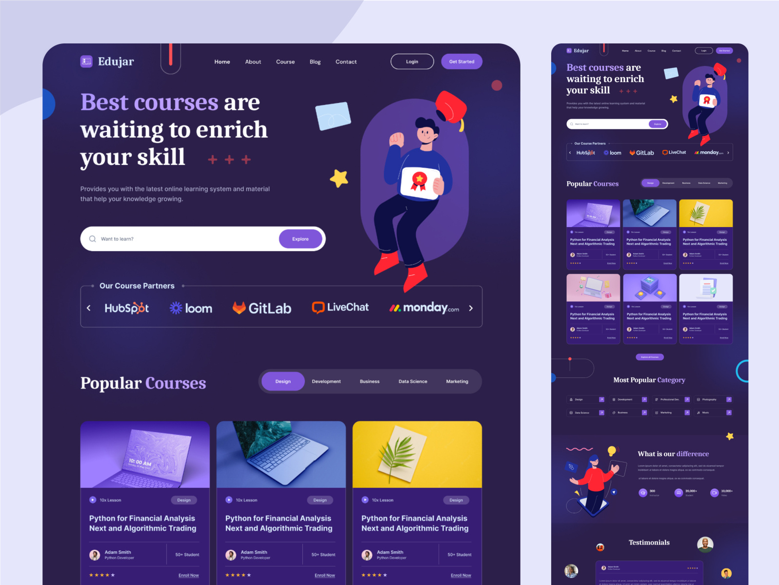 e-learning platform website UI template by XpartUI on Dribbble