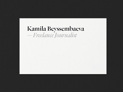 Kamila Beyssembaeva ID — WIP