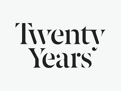 Twenty Years masthead serif stencil typography
