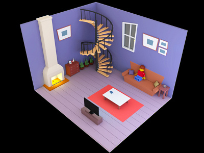 LowPoly Room 3d art autodesk maya b3d blender3dart c4d design illustration lightroom lowpoly lowpolyart photoshop