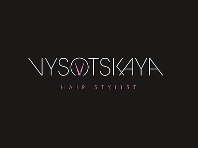 Vysotskaya Hair Stylist 💇🏼‍♀️ Logo avantgarde branding geometric hair haircut hairstylist logo logotype scissors stylist