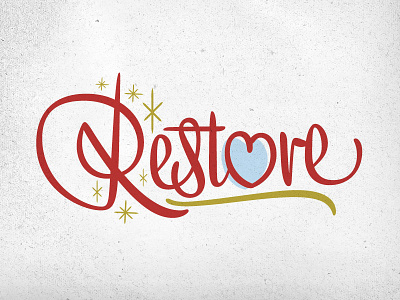 Restore heart logo restore retro type