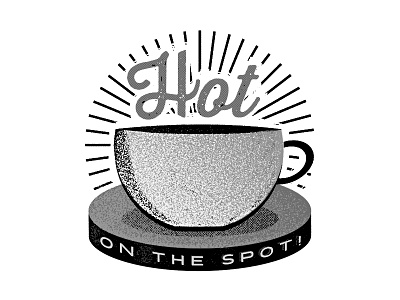 hot on the spot coffee cup hot logo mark rays spot stamp thirsty