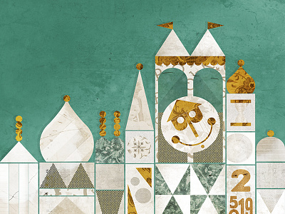 The Clock Tower clock collage disney illustration maryblair paper rollycrump shapes smallworld texture tower