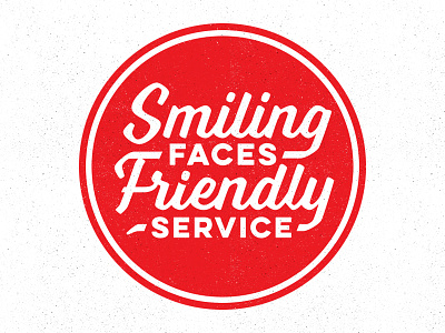 Smiling Faces Friendly Service badge logo retro type typography