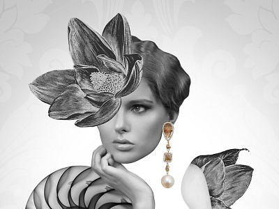 Juxtaposed ad collage fashion floral flower high fashion jewelry juxtaposed