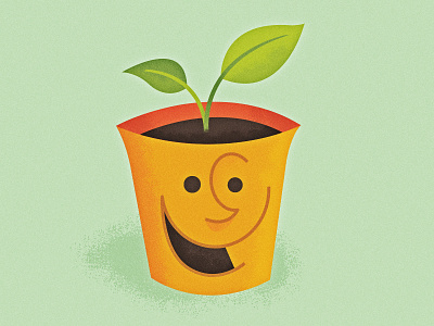 Plant Me! cartoon illustration leaf plant pot seed smile vector texture