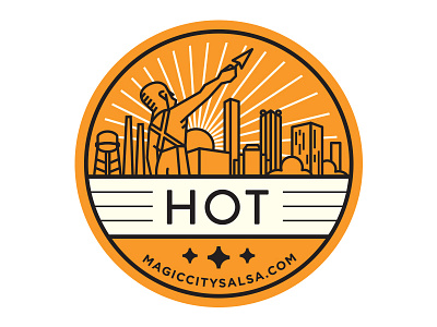 Hot Lid badge birmingham illustration lines salsa seal skyline vulcan