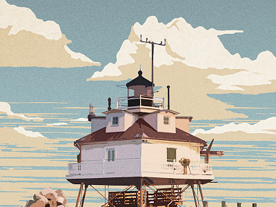 Chesapeake Bay Lighthouse chesapeake chesapeake bay clouds lighthouse nps ocean poster texture vintage wpa