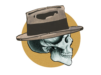 Dead Me collage fedora hat skeleton skull stetson vintage