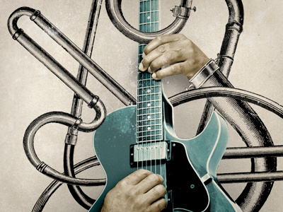 Eric Essix Poster collage concert gig poster guitar illustration jazz pipes poster show poster texture