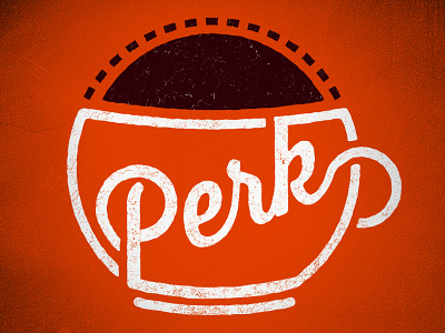 Perk coffee cup logo perk sun type