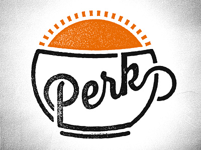 Perk 2 coffee logo perk stamp sun texture type