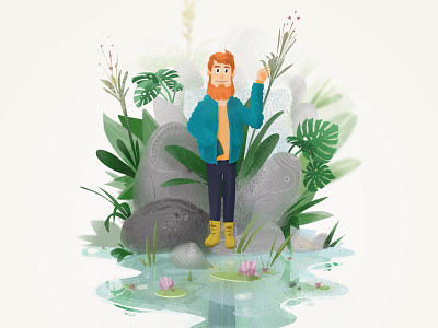 Jungle Deep character graphic design illustration nature river vector