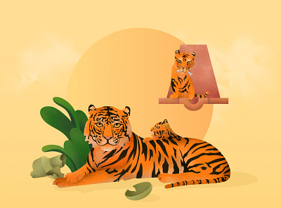 Tiger Mom affinity designer animals graphic design illustration nature simple texture