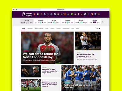 Premier League UI Concepts - Homepage