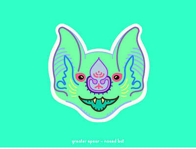 Greater spear-nosed bat bat design fluo fluorescent nature illustration pipistrello