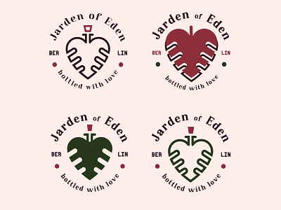 Jarden of Eden apple berlin bottle circle logo eden garden graphic graphicdesign illustrator jar leaf logo logo design logomark love monstera serif font terrain terrarium vector