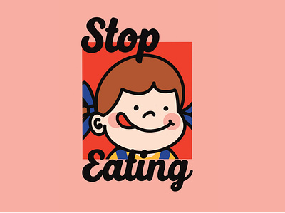 STOP EATING cartoon character design illustration japanese kawaii pekochan portrait