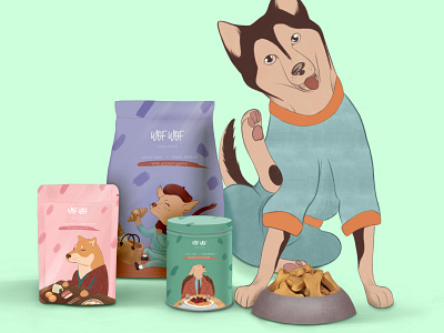 Wof Wof. Dog food/Concept packaging. animals brand character design colourful concept dog drawing food illustration packaging