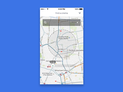 Cinema finder concept card concept map motion pin search ui