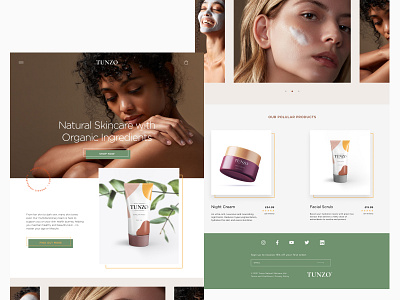 TUNZO Skincare Homepage branding corporate branding design illustration logo typography ui ui ux design ux vector