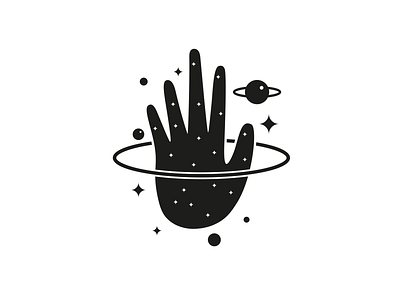 Hand branding clean cosmos design futurist graphic design hand illustration logo milky way minimal minimalist modernist moon planet space spatial spatial hand star stars