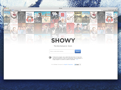 Showy landing page! app landing page shows showy teaser tv shows web