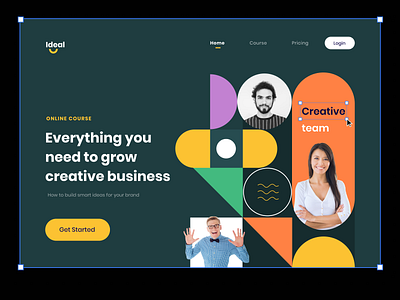 Ideal- Web Online Course business ciricle clean ui creative creative design creativity dribbble figma idea landing page online course online courses pattern popular shot shape web web design website