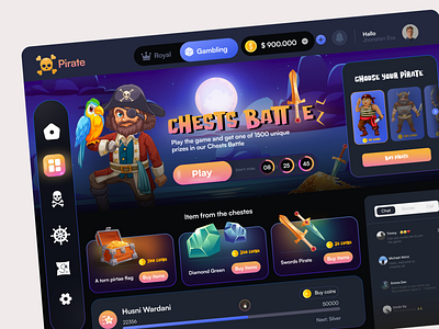 Pirate Game - Chests Battle 2d 3d character dashboard gamblling game ill illustration ipad ipad game mockup play ui web design