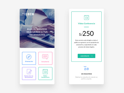 ECB Abogados web site design flat icon mobile ui visual web
