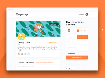 New Buy Me a Coffee Page ☕️ buy me a coffee design illustration payments profile ui ux web