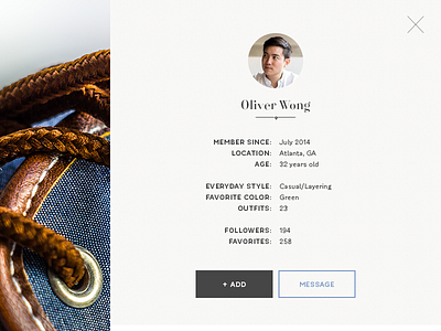 Daily UI - #006 blue brown clean fashion profile user