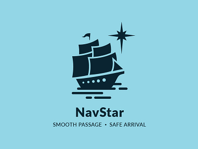 NavStar blue boat logo ship star