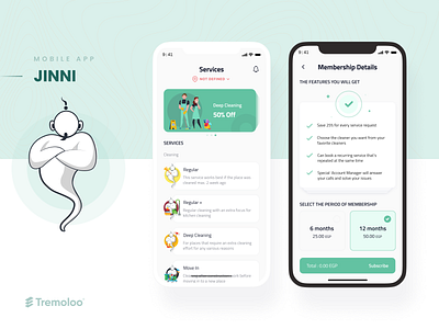 Jinni cleaning services design ui ux