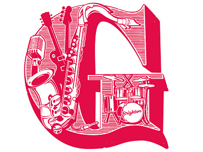 Musical ‘G’ illustrated type illustration lettering typography