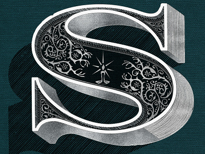 Decorated ‘S’ for Ghost Stories book cover graphic design illustration lettering typography