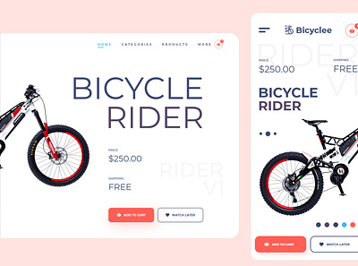 Web UI Bicycle Store app solution design landing page ui minimal ui ux vector web web solution webdesign
