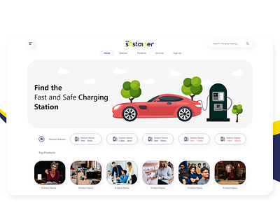 Car Charging Web UI design illustration landing page ui logo minimal ui ux web web solution webdesign