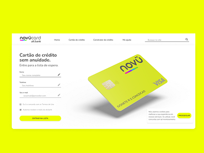 novucard landing page credit card fintech ui ux webdesign
