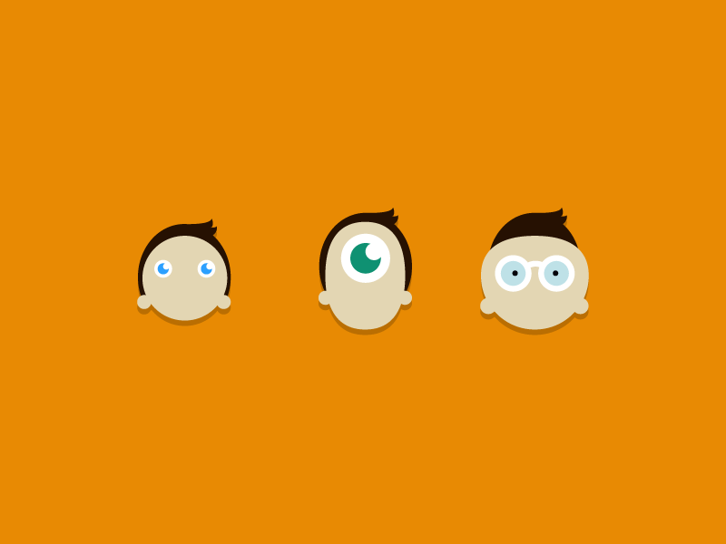 três boys cartoon face orange three