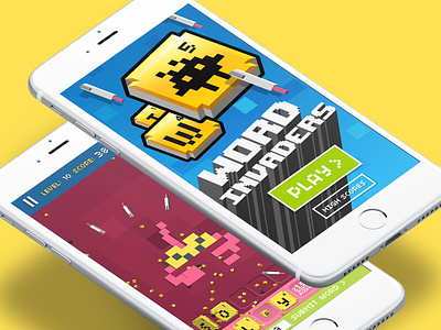 Word Invaders App Design app design lofi minimal pixel pixelart ui ux