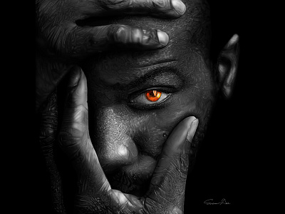 The fire in his eyes adobe adobe photoshop digital art digital painting drawing eye face illustration photoshop wacom