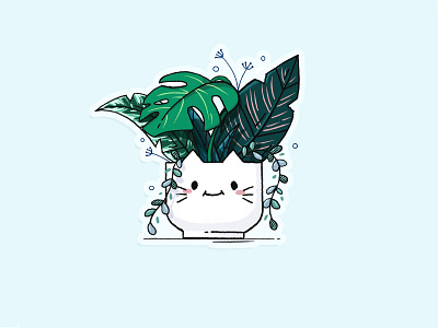 🌿 cat cute design handrawn illustration leaves plant plant illustration procreate