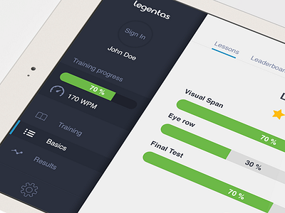 Legentas iPad App app ios ipad project results ui ux