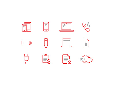 Vodafone Icon set icon outline red set